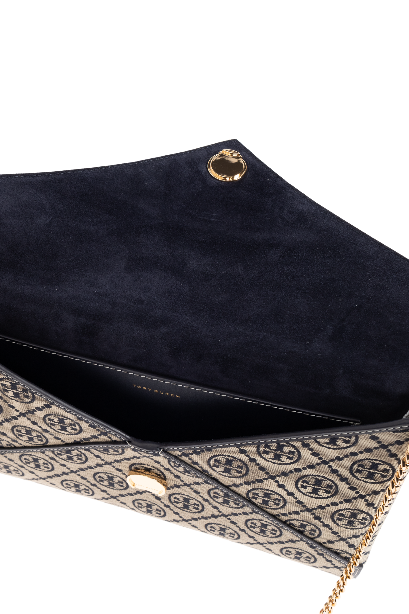 【関税&送料込】Tory Burch Leather And T Monogram Fabric Wal Navy blue `T Monogram` clutch Tory Burch - Vitkac Canada